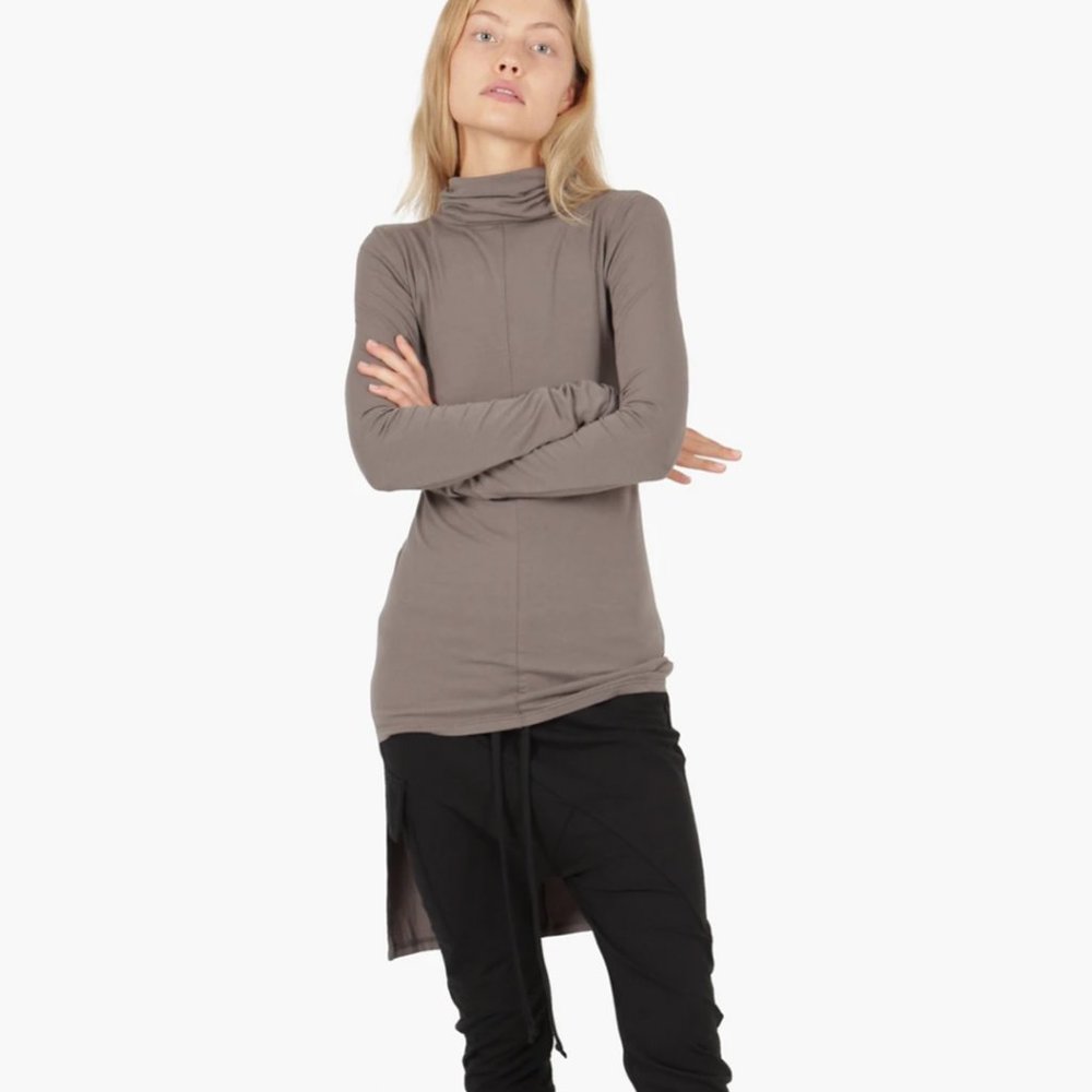 Lumitus Long Back Turtleneck Gray Bamboo Small